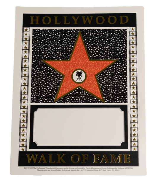 WALK OF FAME CERTIFICATE non-customized